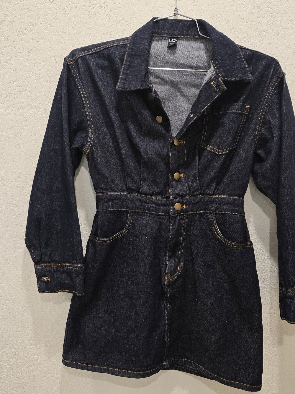 Dazy Dark Blue Denim Jacket Dress